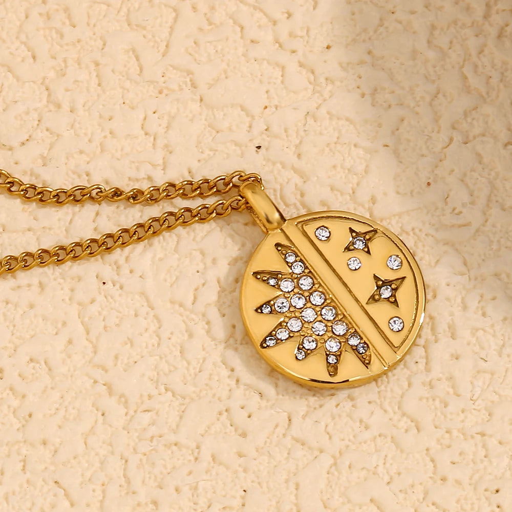 The Celestial Sun and Star Pendant Necklace by Vexa - necklace - Vexa