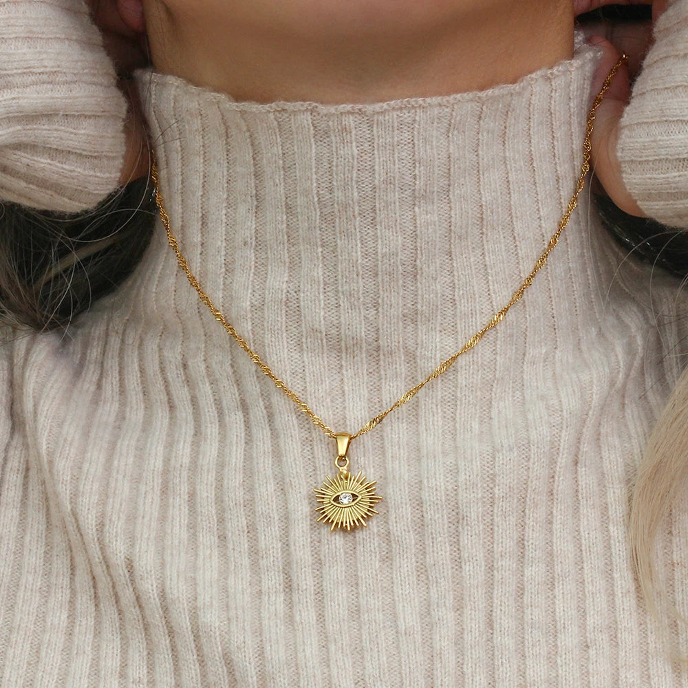 The Solara Sunburst Zircon Necklace by Vexa - necklace - Vexa