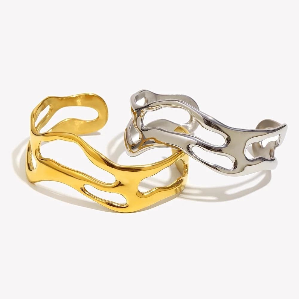 The Rhythmic Wave Hollow Cuff by Vexa - Bracelet - Vexa