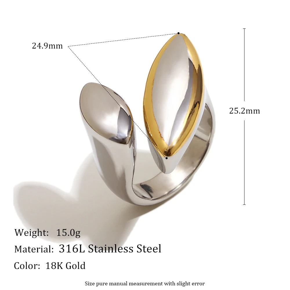 The Vesper Two - Tone Asymmetric Oval Ring by Vexa - RING - Vexa