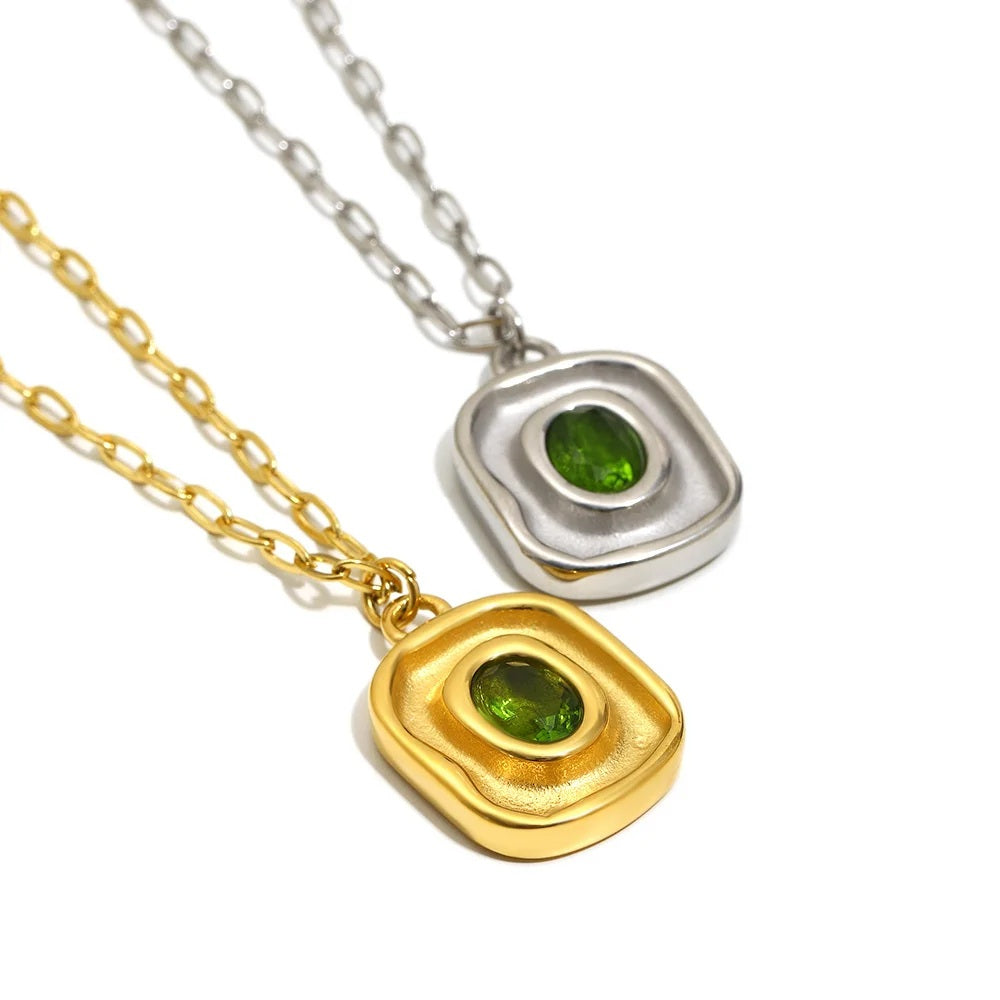 The Emerald Echo Retro Irregular Pendant Necklace by Vexa - necklace - Vexa