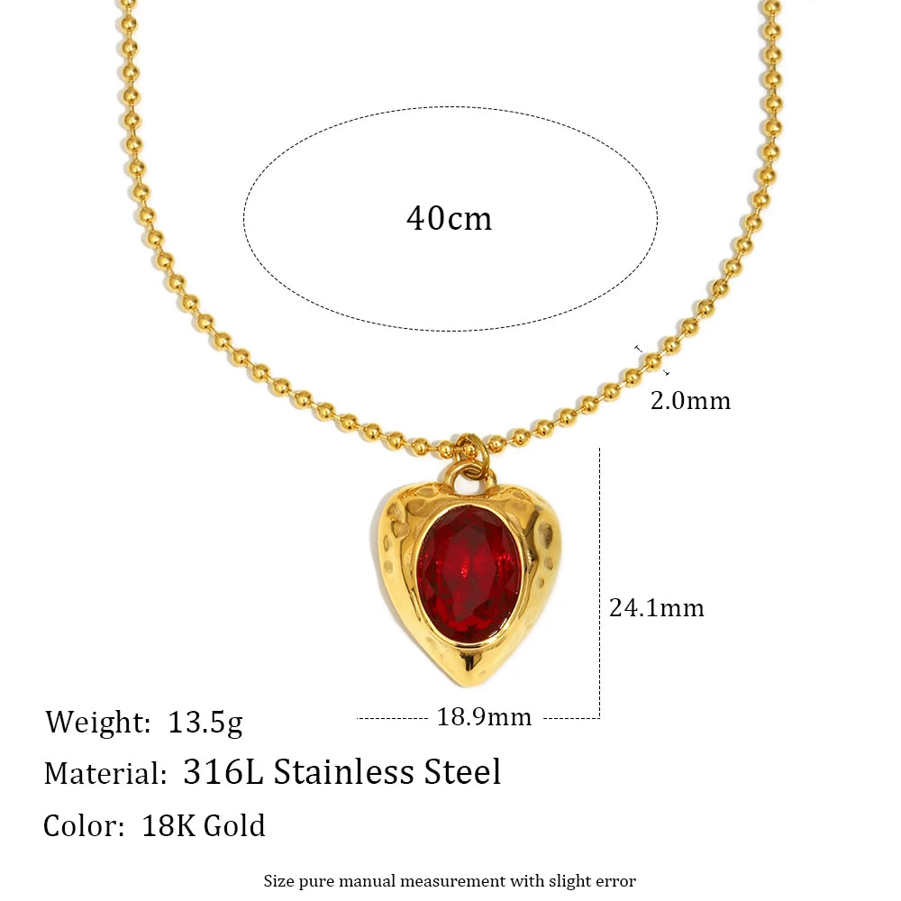 The Crimson Heart Shape Medallion Necklace by Vexa - necklace - Vexa