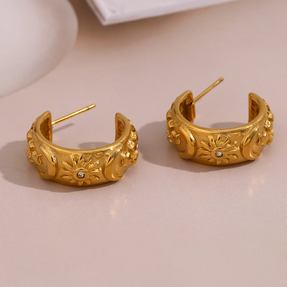 The Astra Celestial Chunky Hoop Earrings by Vexa - Earring - Vexa