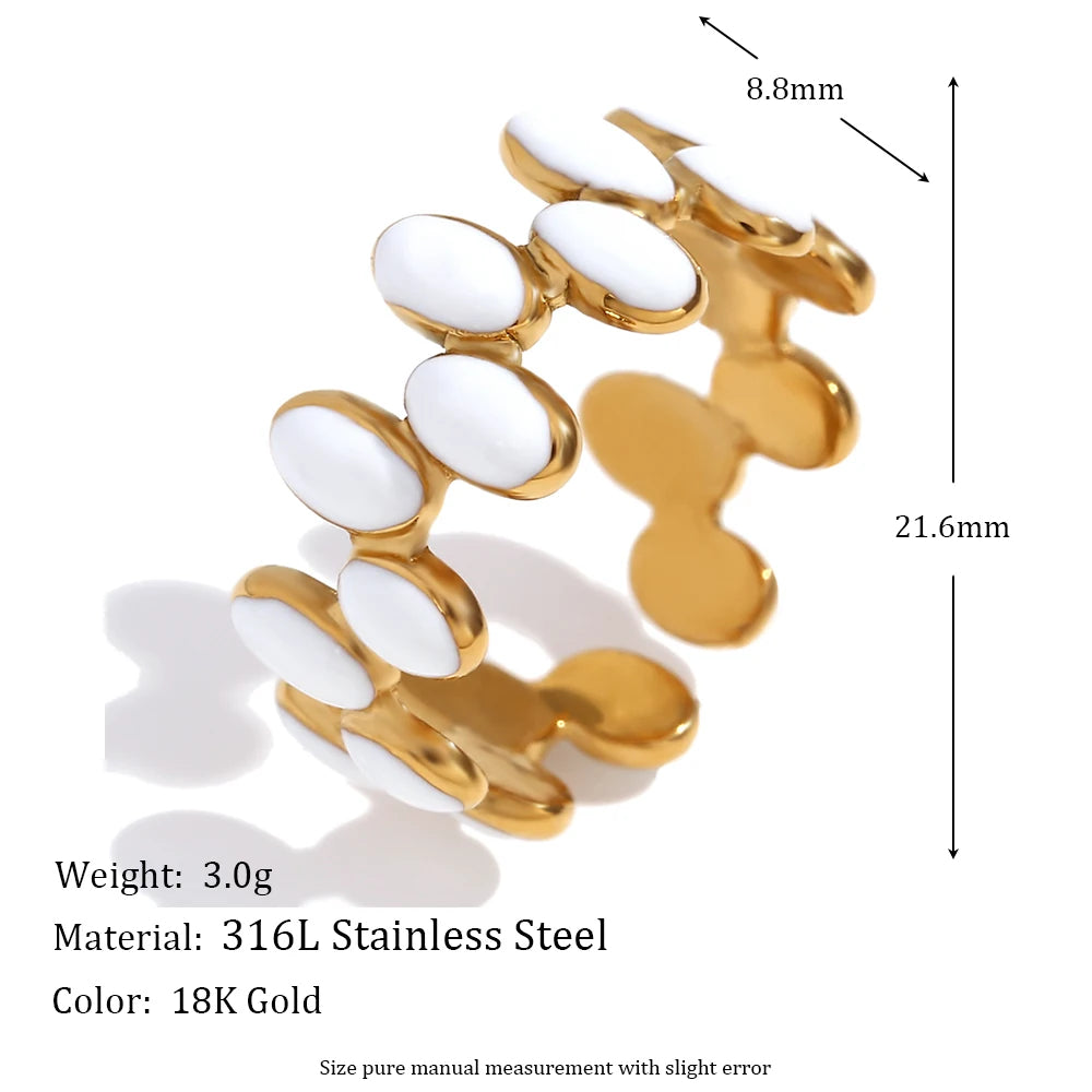 The Livia Enamel Double Row Oval Ring by Vexa - RING - Vexa