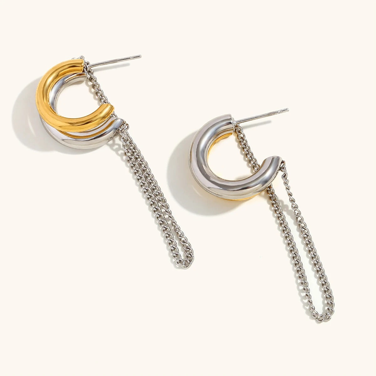 The Aria Mixed Metal Chain Tassel Earrings by Vexa - Earring - Vexa