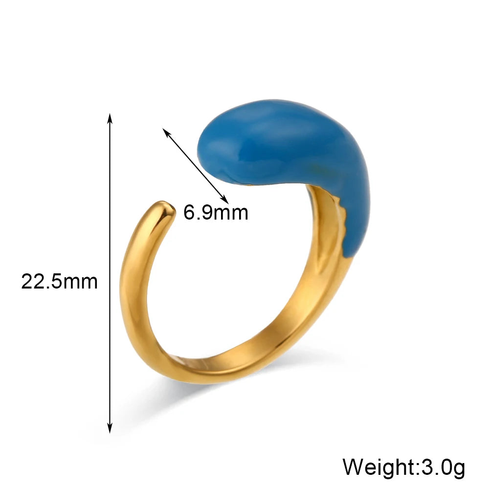 The Chroma Teardrop Enamel Ring by Vexa - RING - Vexa - Blue