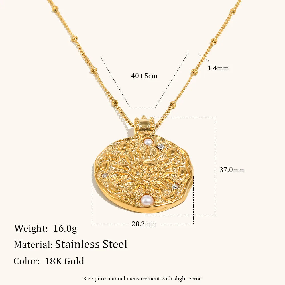 The Solis Luna Pearl Medallion Necklace by Vexa - necklace - Vexa
