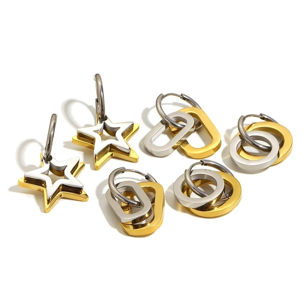 The Cosmos Two - Tone Geometric Hoop Earrings by Vexa - Earring - Vexa