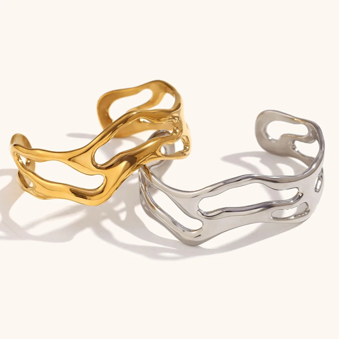 The Rhythmic Wave Hollow Cuff by Vexa - Bracelet - Vexa