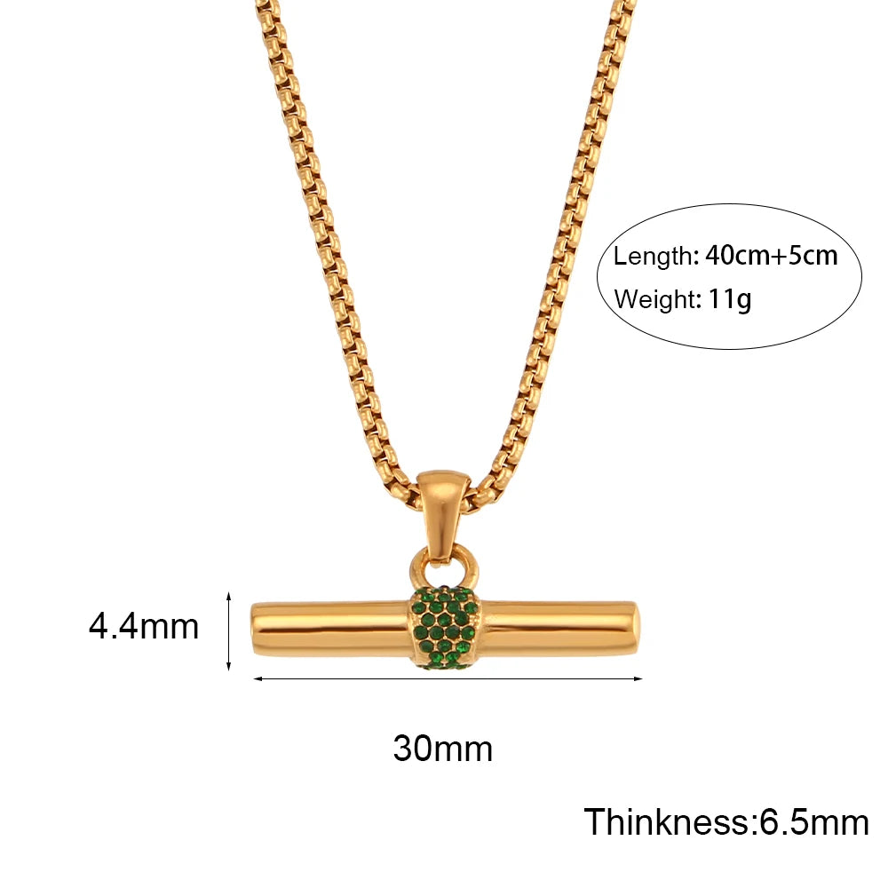 The Aurelia T - Bar Crystal Pendant Necklace by Vexa - necklace - Vexa