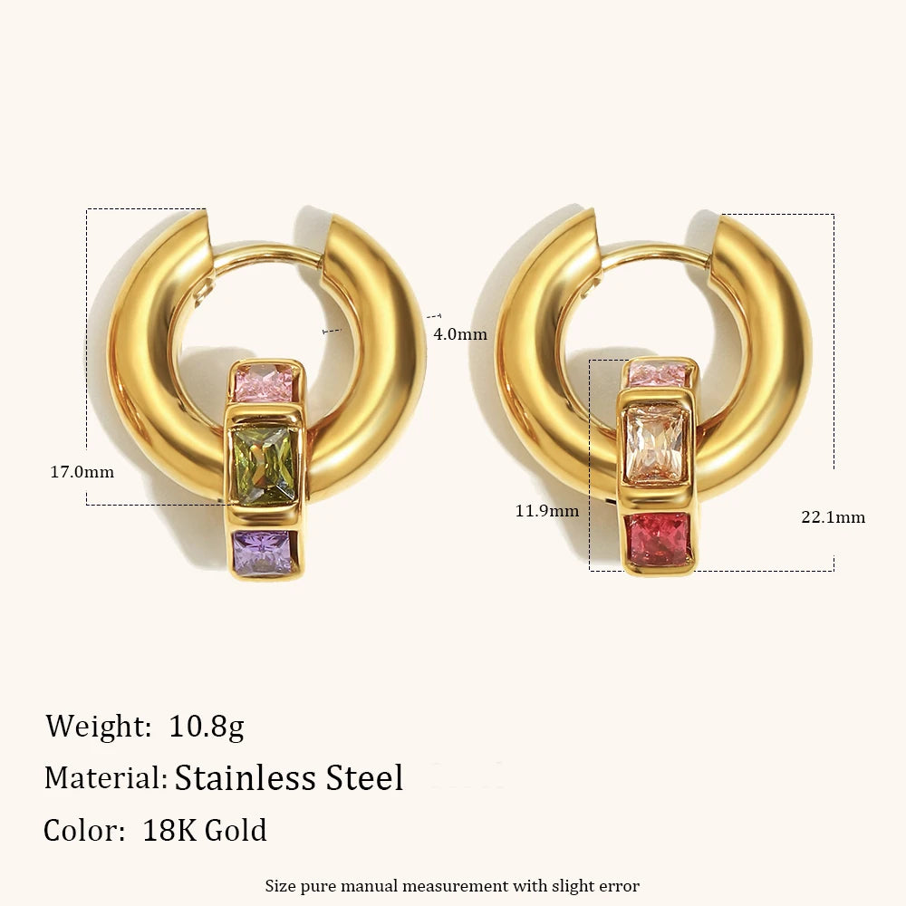 The GeoGem Hexagon Zircon Charm Hoop Earrings by Vexa - Earring - Vexa