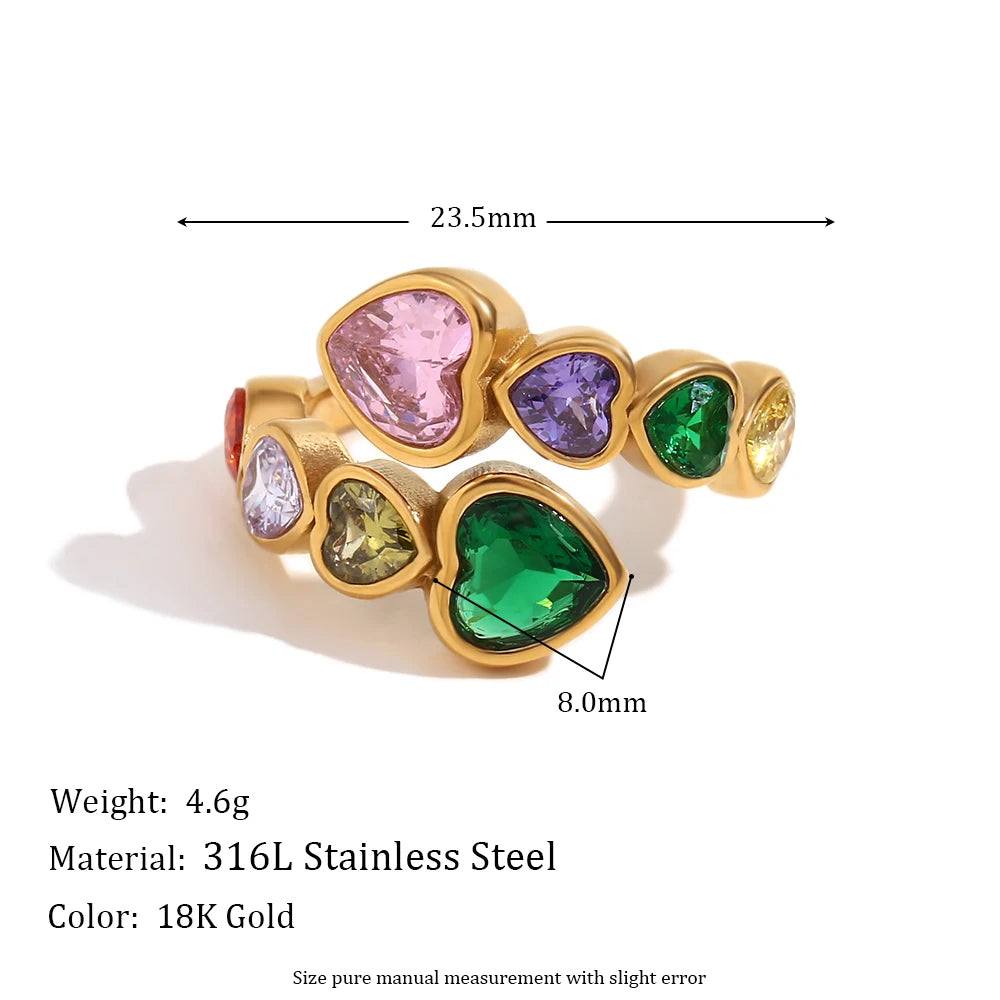 The Valentina Multi - Color Zircon Heart Ring by Vexa - RING - Vexa