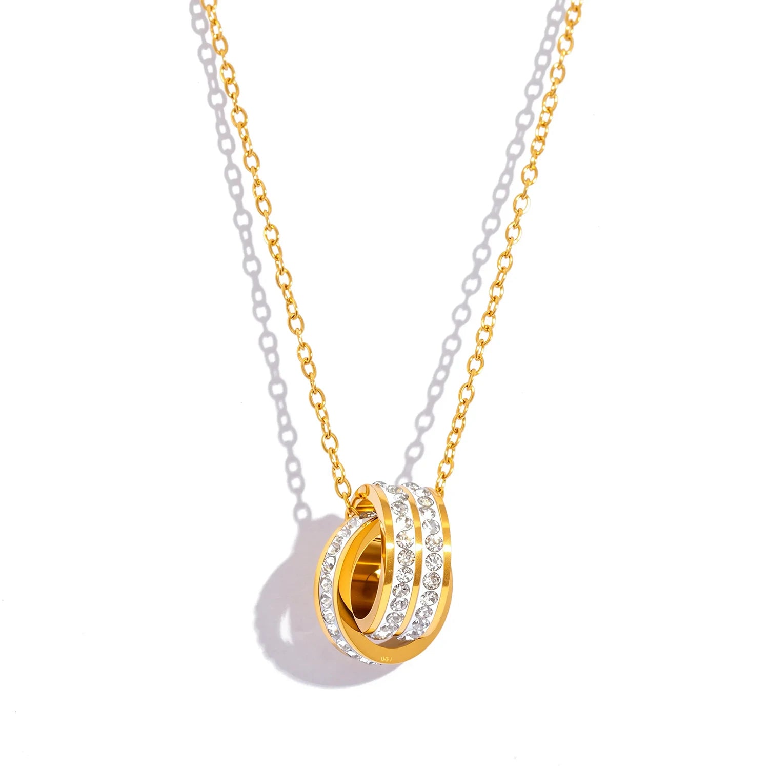 The Radiant Interlocking Double Ring Necklace by Vexa - necklace - Vexa