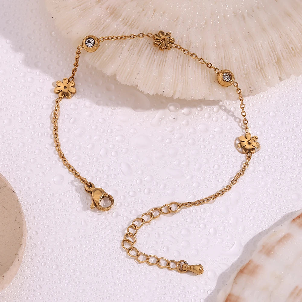 The Dainty Blossom Gold Chain Bracelet by Vexa - Bracelet - Vexa