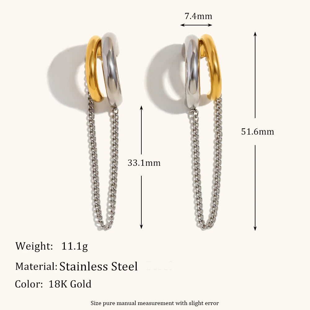 The Aria Mixed Metal Chain Tassel Earrings by Vexa - Earring - Vexa