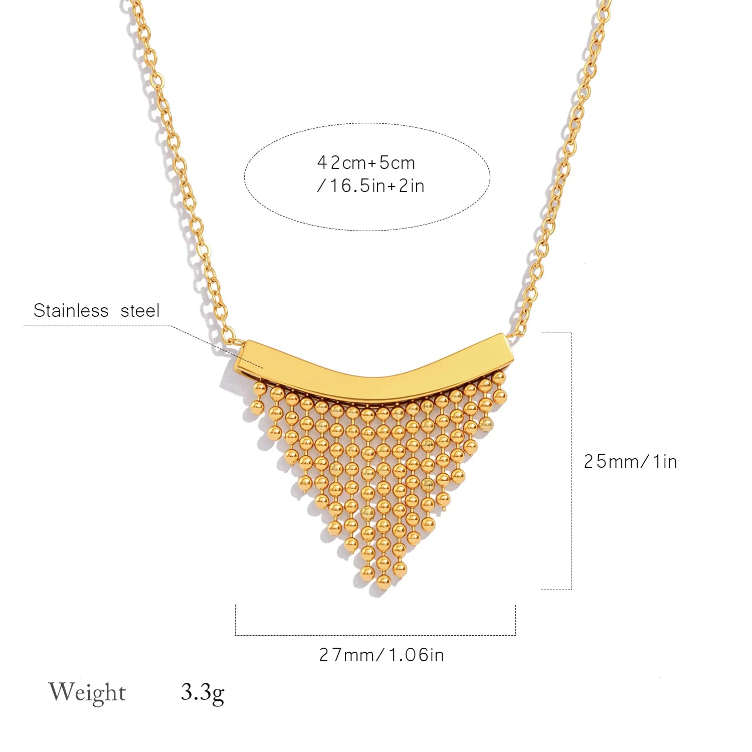 The Elegant Gold Beaded Tassel Necklace by Vexa - necklace - Vexa