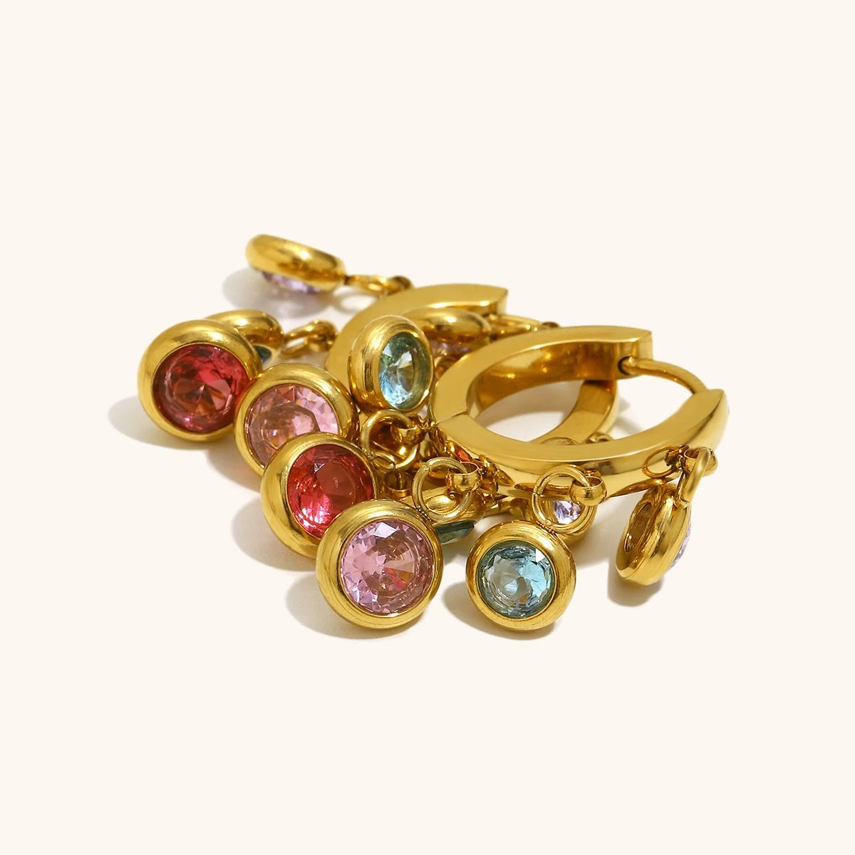 The Prism Zircon Charm Hoop Earrings by Vexa - Earring - Vexa