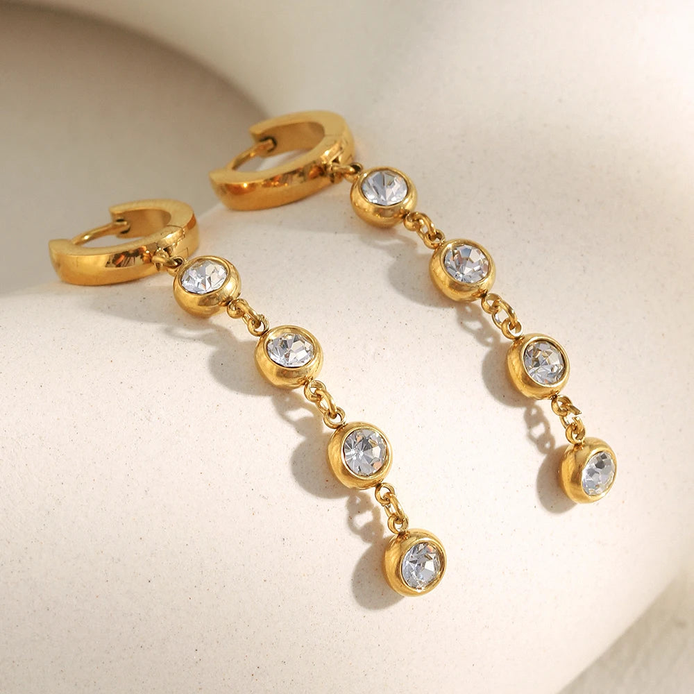 The Calliope Zircon Tassel Huggie Earrings by Vexa - Earring - Vexa