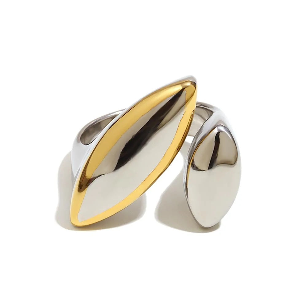 The Vesper Two - Tone Asymmetric Oval Ring by Vexa - RING - Vexa