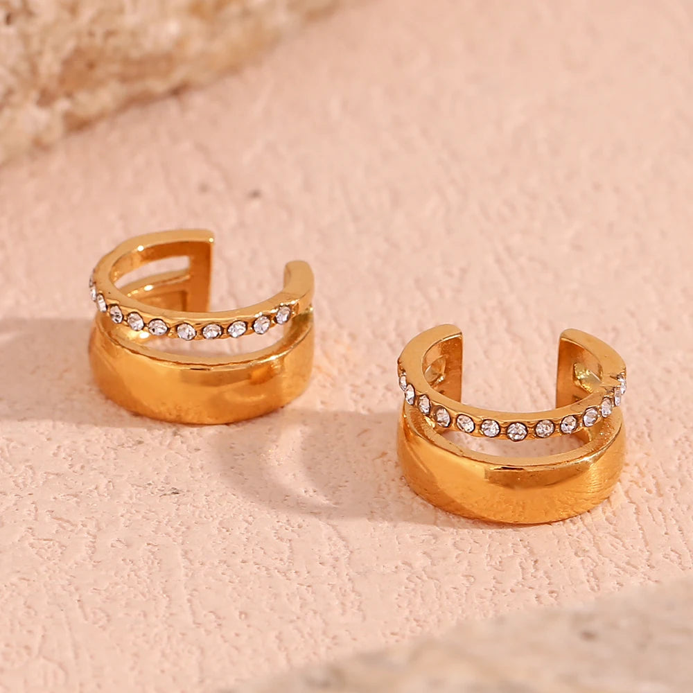 The Lyra Double - Band Crystal Ear Cuff by Vexa - Earring - Vexa