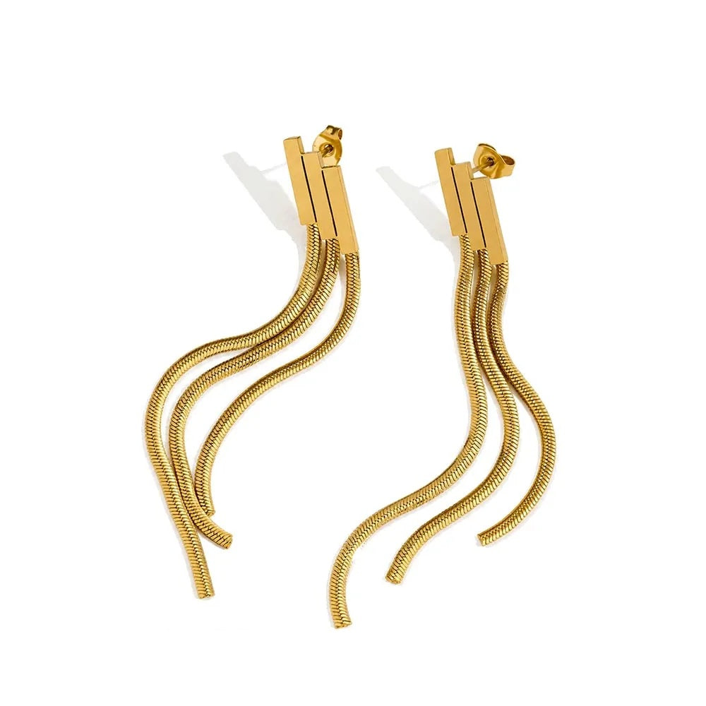 The Golden Scala Staircase Tassel Earrings by Vexa - Earring - Vexa