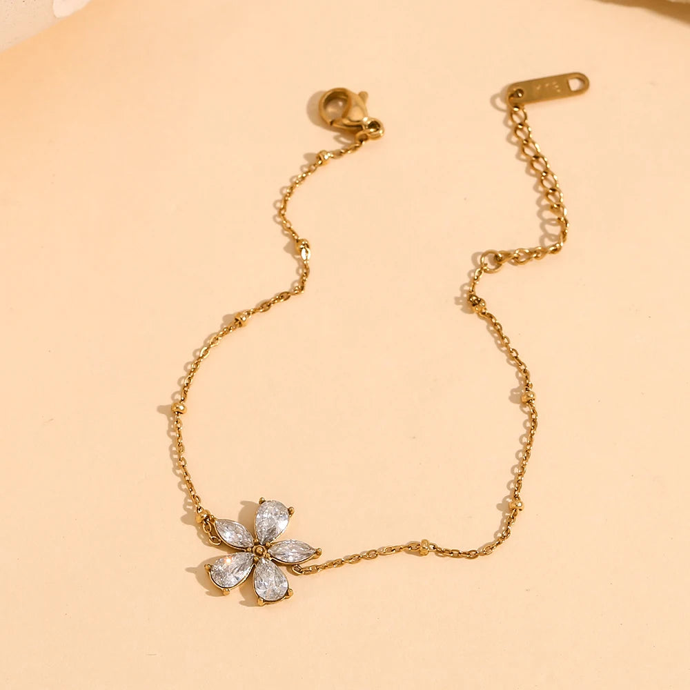 The Calla Crystal Flower Bracelet by Vexa - Bracelet - Vexa