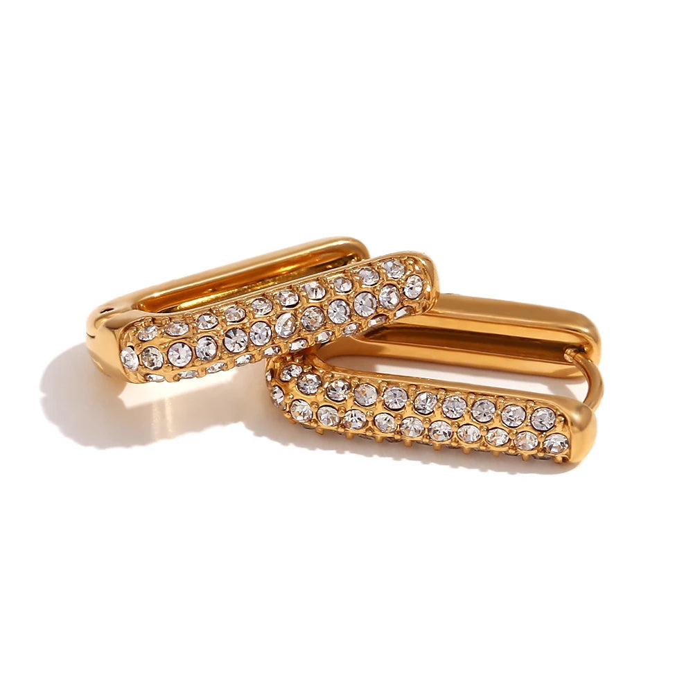 The Radiance Pave Rectangular Hoops by Vexa - Earring - Vexa