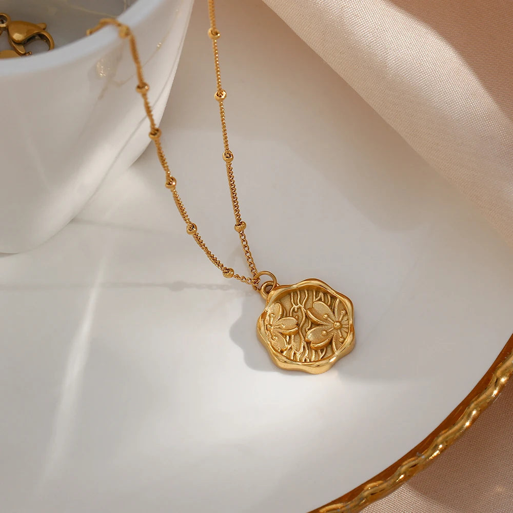 The Sakura Blossom Coin Necklace by Vexa - necklace - Vexa