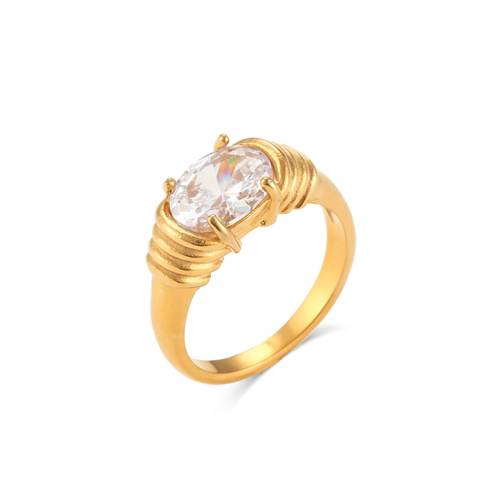 The Ophelia Oval Zircon Ring by Vexa - RING - Vexa - 8 - White