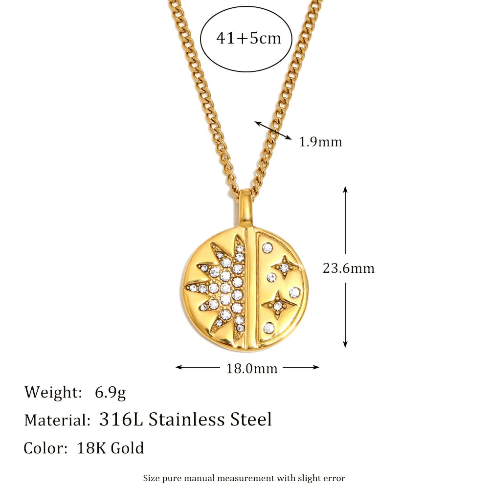 The Celestial Sun and Star Pendant Necklace by Vexa - necklace - Vexa