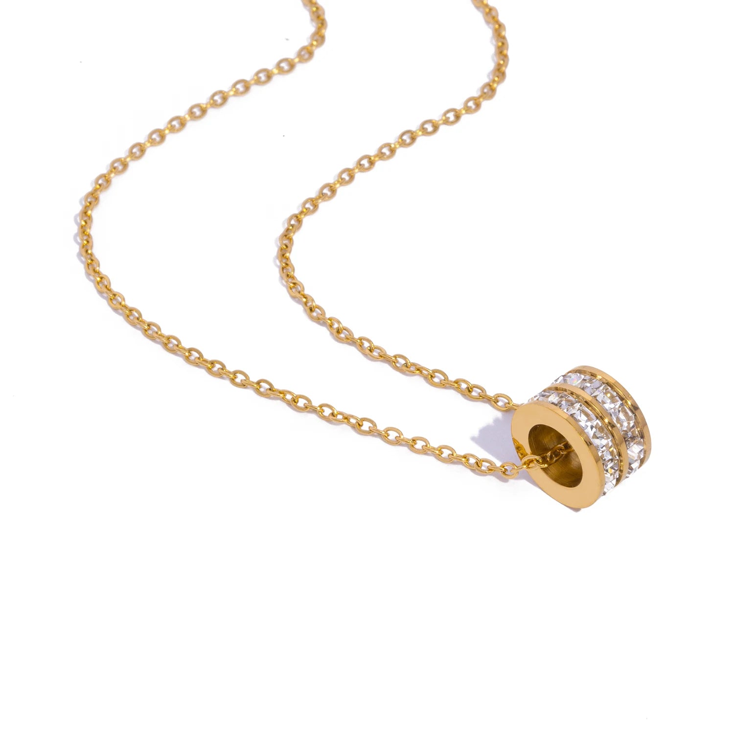 The Radiant Double Row Crystal Cylinder Necklace by Vexa - necklace - Vexa - Gold