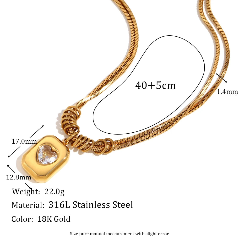 The Amara Layered Heart Necklace by Vexa - necklace - Vexa