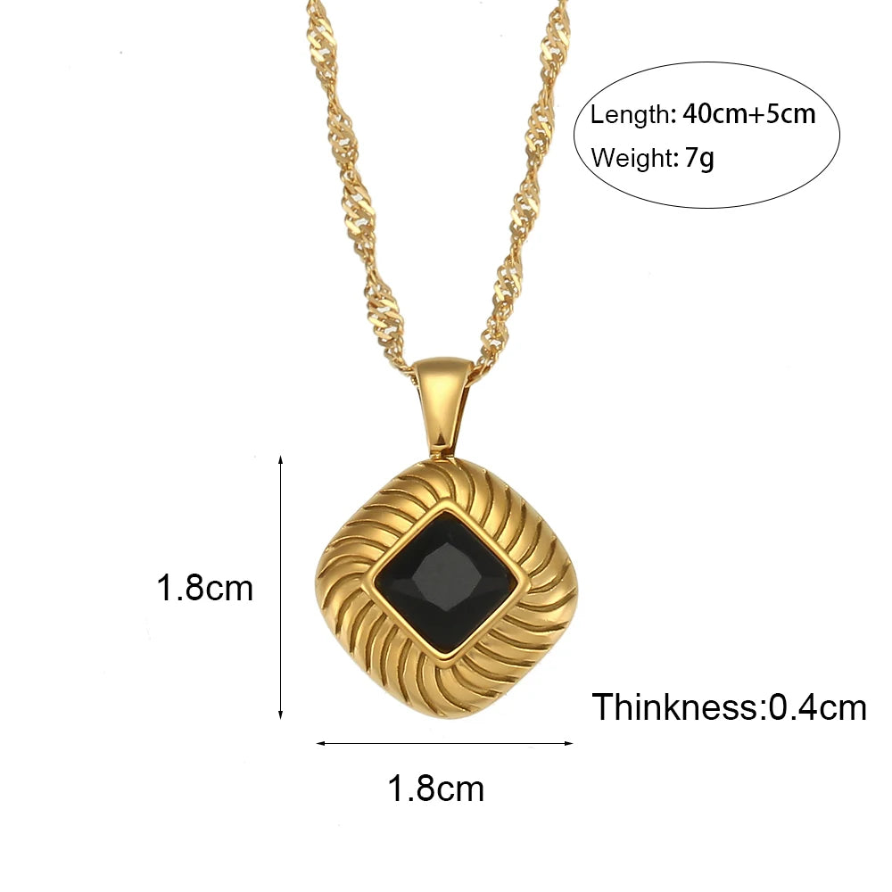 The Sovereign Square Texture Zircon Necklace by Vexa - necklace - Vexa