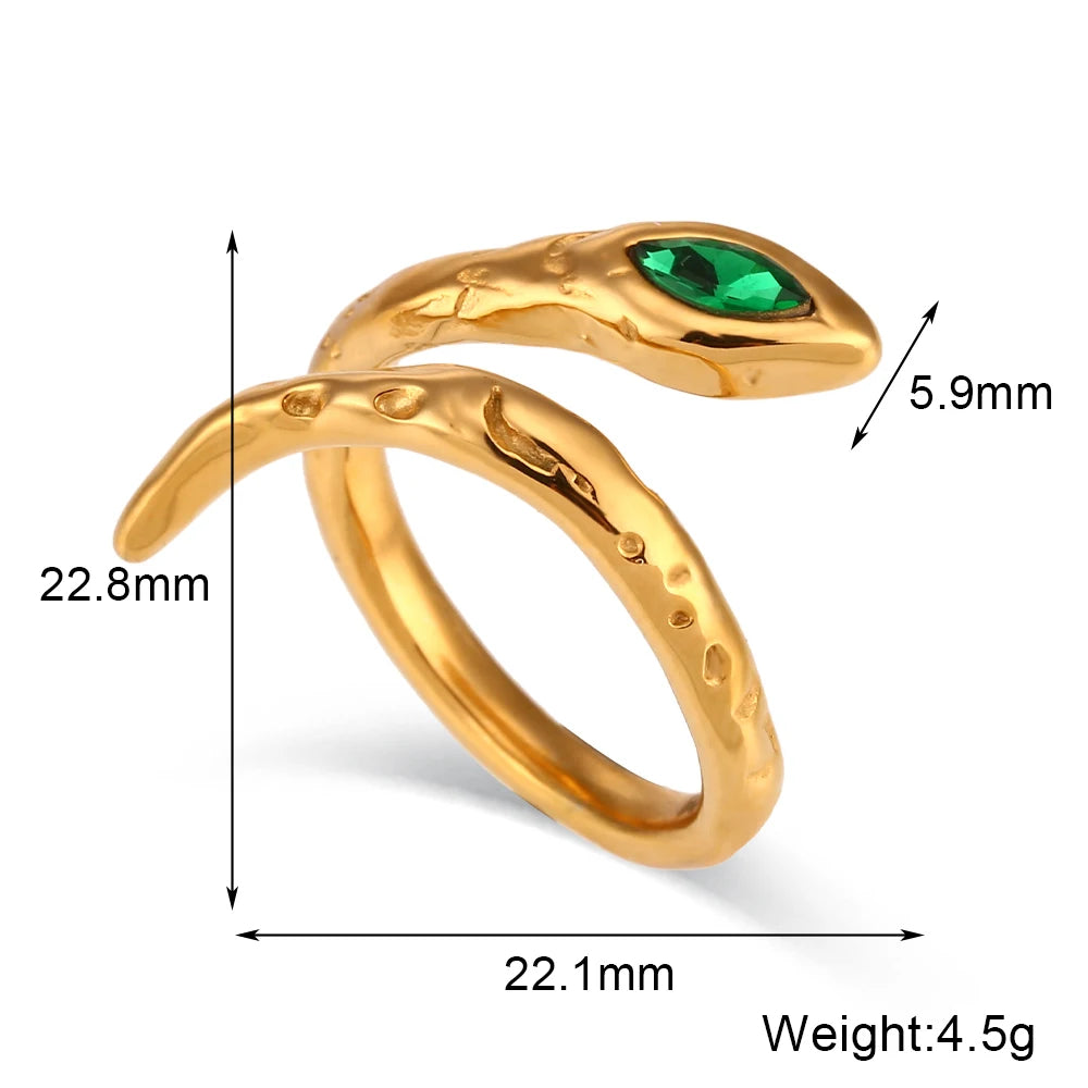The Viper Gemstone Wrap Snake Ring by Vexa - RING - Vexa - Green