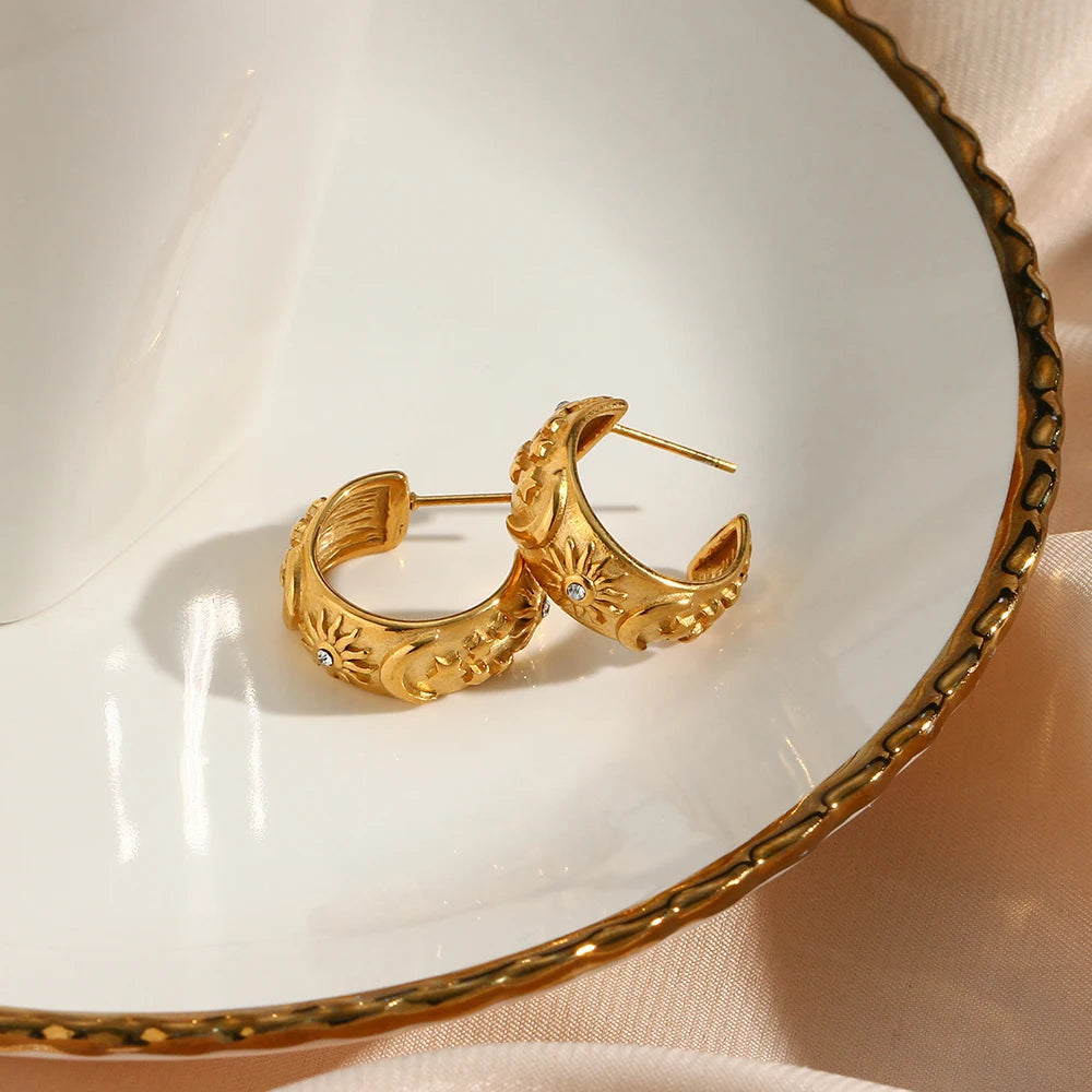 The Astra Celestial Chunky Hoop Earrings by Vexa - Earring - Vexa