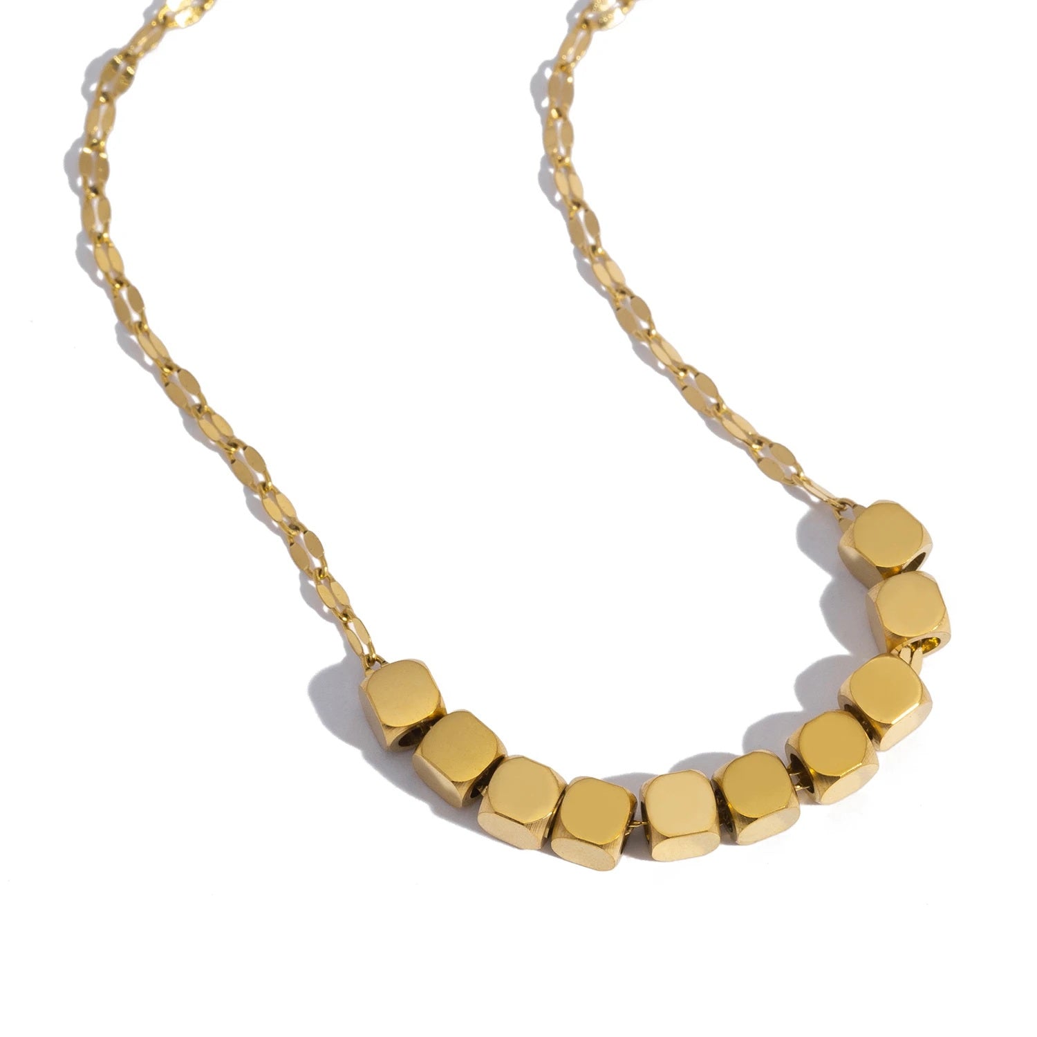 The Polished Geometric Cube Strand Necklace by Vexa - necklace - Vexa