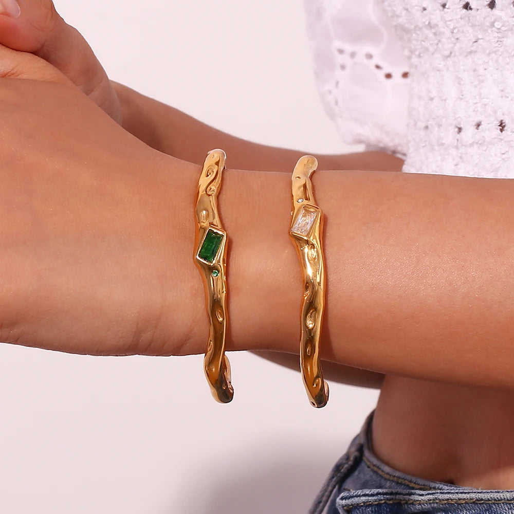 The Sculpted Zircon Cuff by Vexa - Bracelet - Vexa