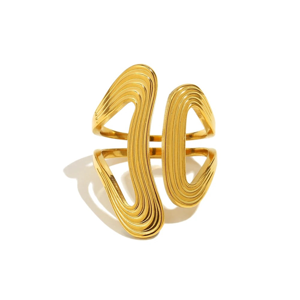 The Cleo Geometric Line Opening Ring by Vexa - RING - Vexa
