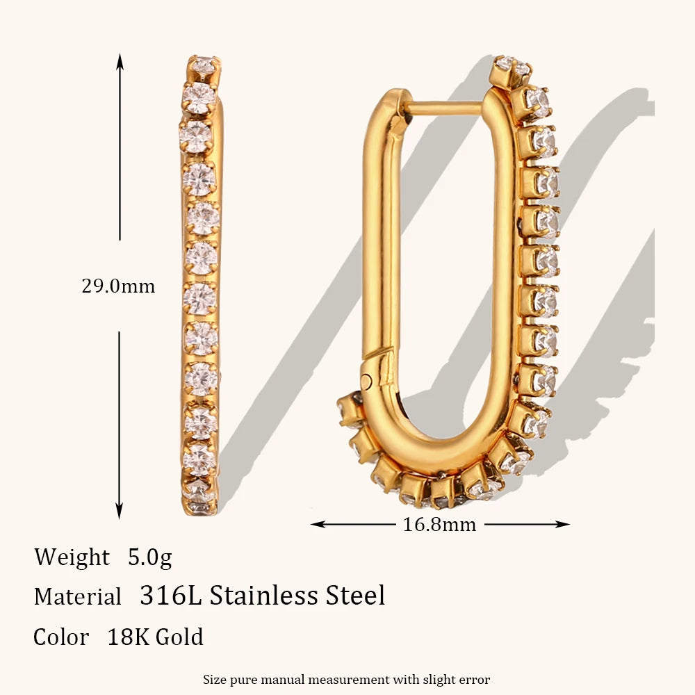 The Stella U - Shaped Zircon Hoop Earrings by Vexa - Earring - Vexa