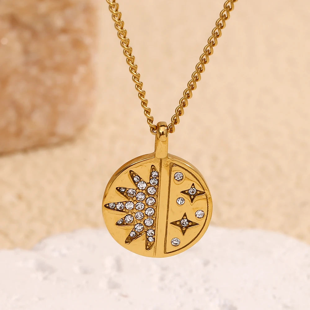 The Celestial Sun and Star Pendant Necklace by Vexa - necklace - Vexa