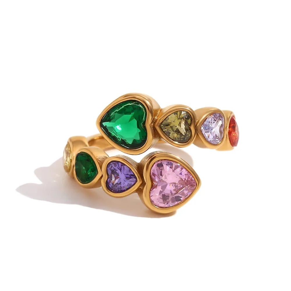 The Valentina Multi - Color Zircon Heart Ring by Vexa - RING - Vexa