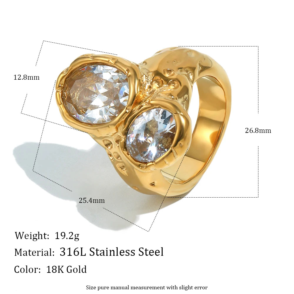 The Lumina Twin Zircon Ring by Vexa - RING - Vexa - 8 - Gold