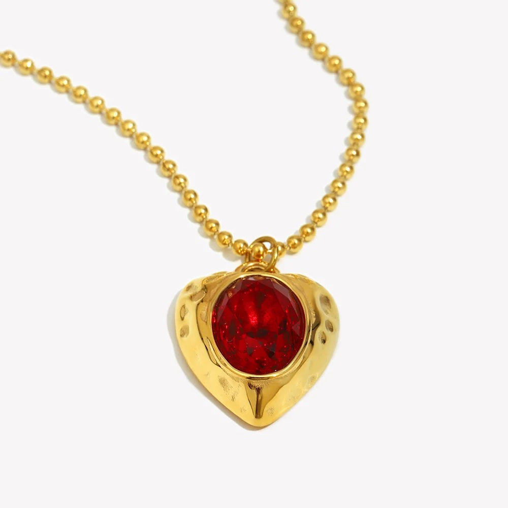 The Crimson Heart Shape Medallion Necklace by Vexa - necklace - Vexa