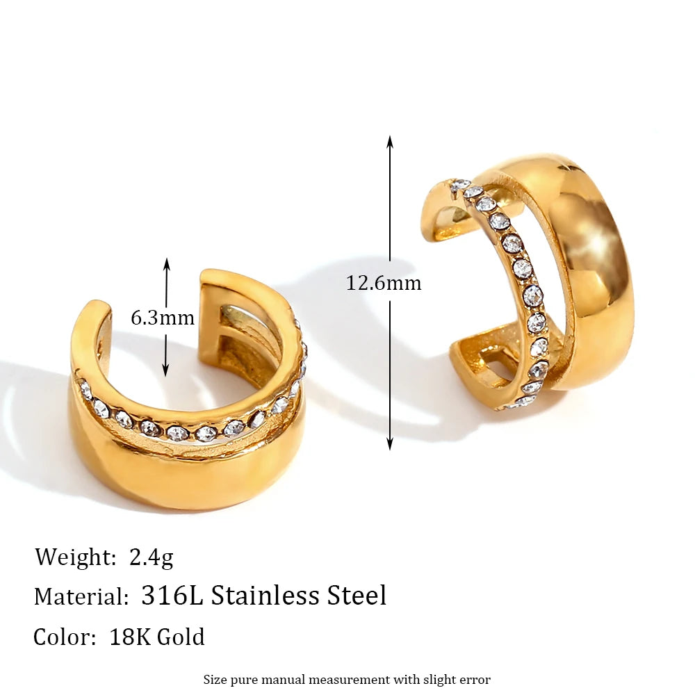The Lyra Double - Band Crystal Ear Cuff by Vexa - Earring - Vexa