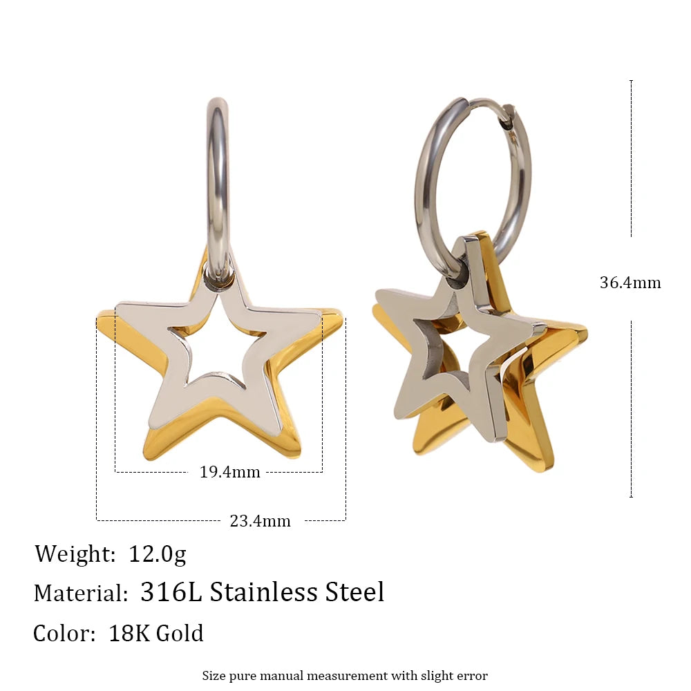 The Cosmos Two - Tone Geometric Hoop Earrings by Vexa - Earring - Vexa - Star