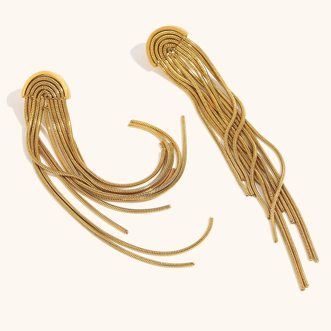 The Seraphina Flowing Chain Tassel Earrings by Vexa - Earring - Vexa