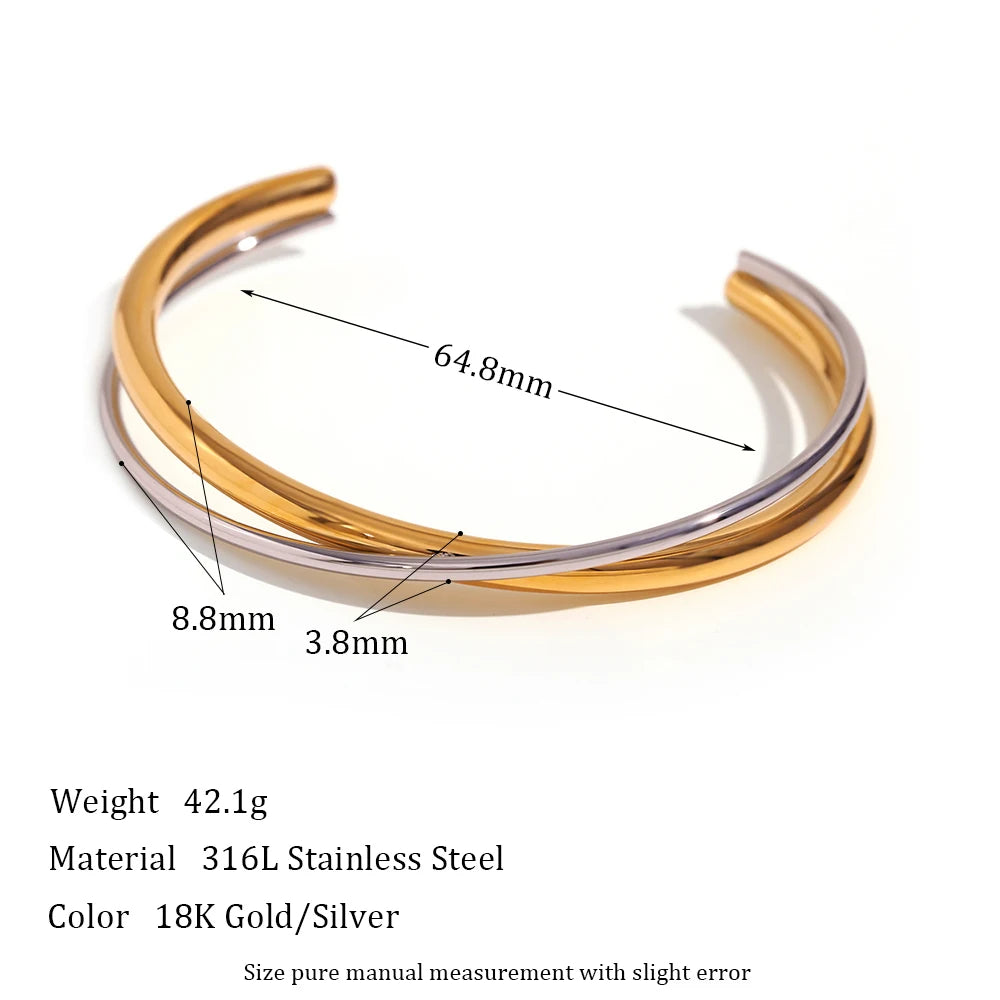 The Horizon Two - Tone Double Line Cuff by Vexa - Bracelet - Vexa