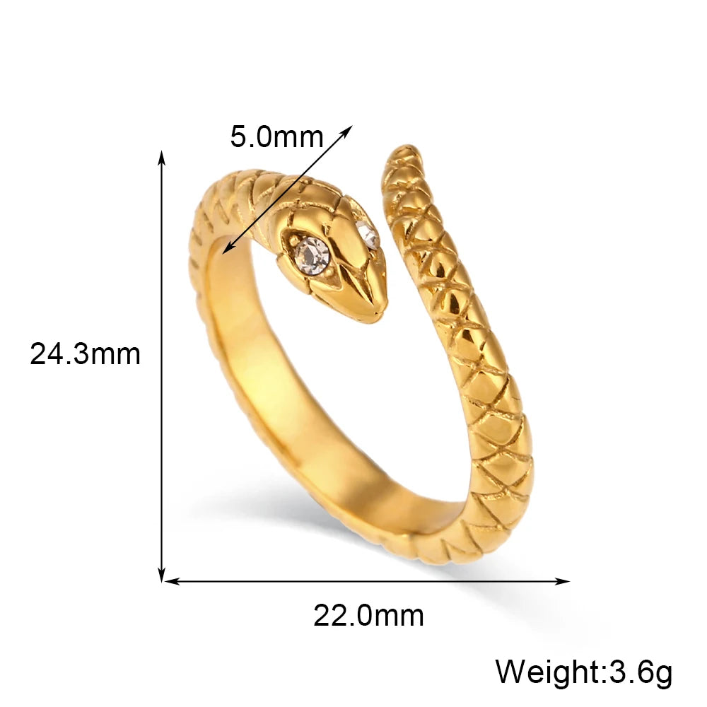 The Serpentine Zircon Eye Wrap Ring by Vexa - RING - Vexa