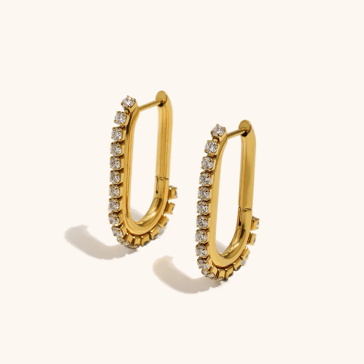 The Stella U - Shaped Zircon Hoop Earrings by Vexa - Earring - Vexa