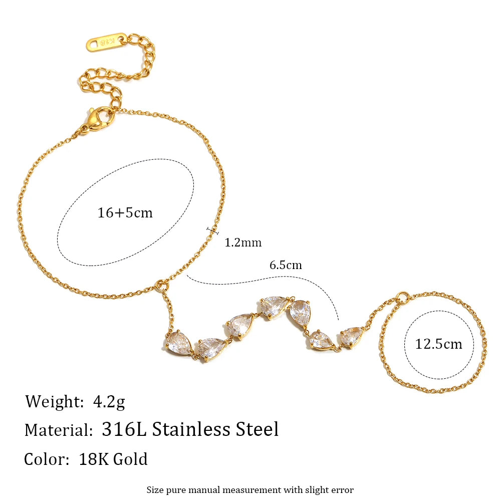 The Cascade Waterdrop Hand Chain by Vexa - Bracelet - Vexa